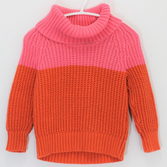 BABY GAP Turtleneck Sweater Bright Pink Orange - Picture 3 of 3